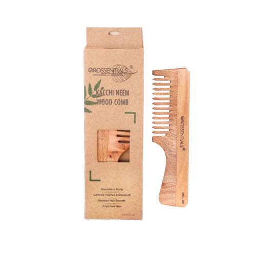 Organic Neem wooden Comb handle wide teeth 100% (ORO-006)