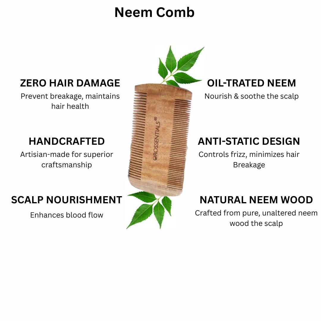 Double Sided Neem Wood Comb | Kacchi Neem Wooden Lice Comb [ORO-010]