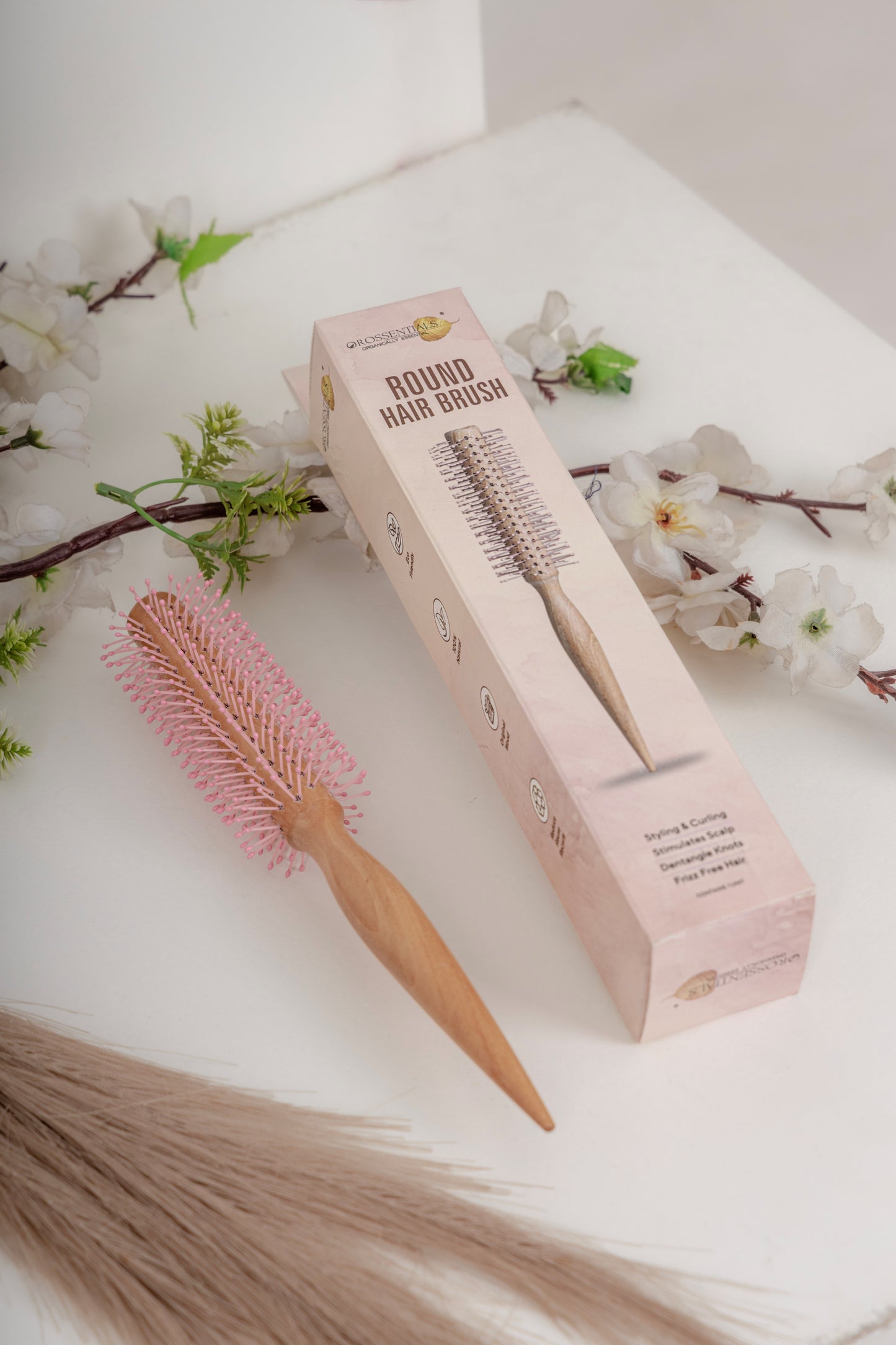 OROSSENTIALS  Round Nylon Pink Hair Brush (ORO-053)