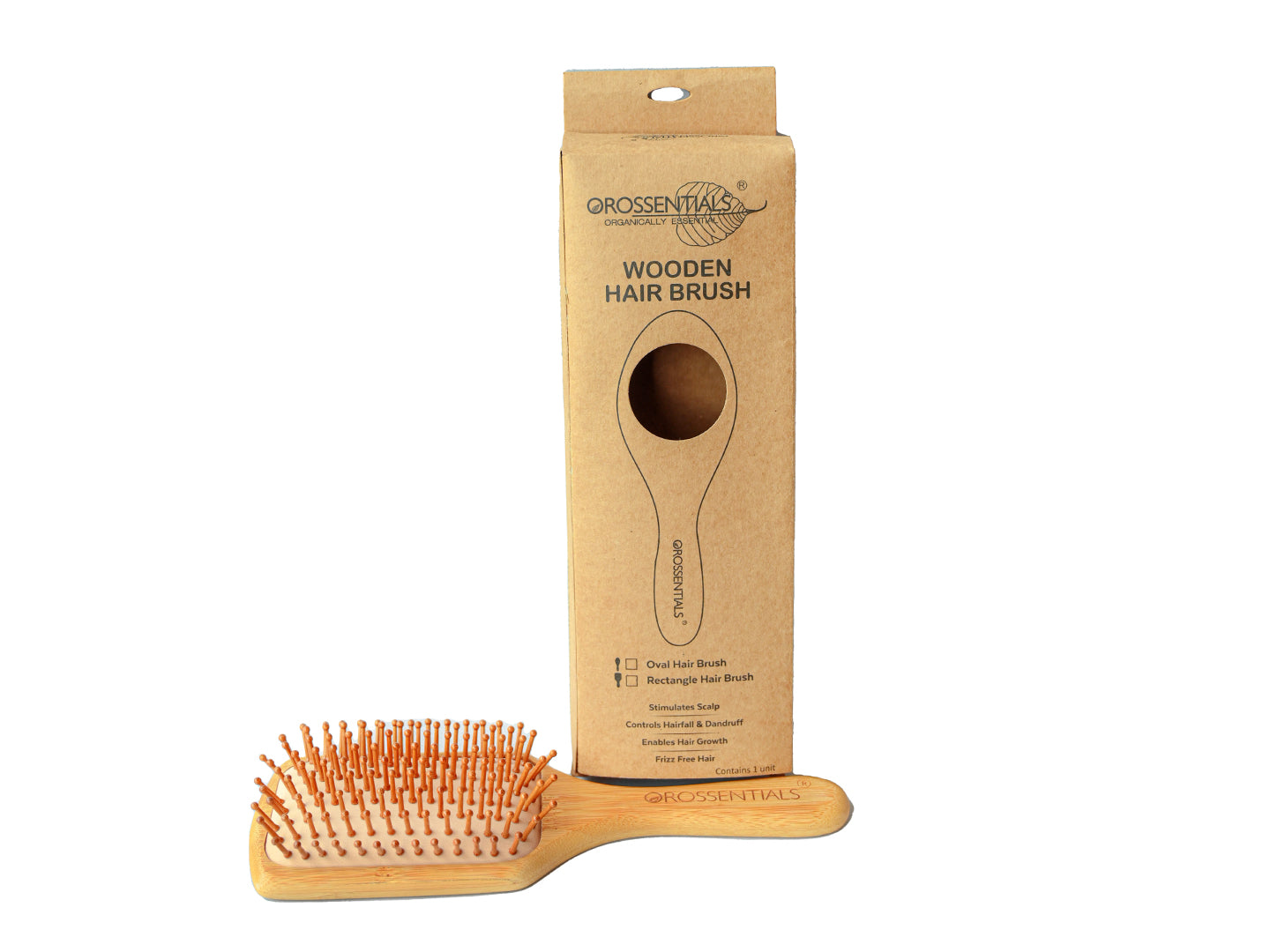 Wooden Hair brush Combo- Set of 2 (Rectangle & oval small)