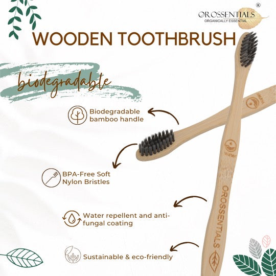 Wooden Toothbrush- Charcoal infused bristles (soft)