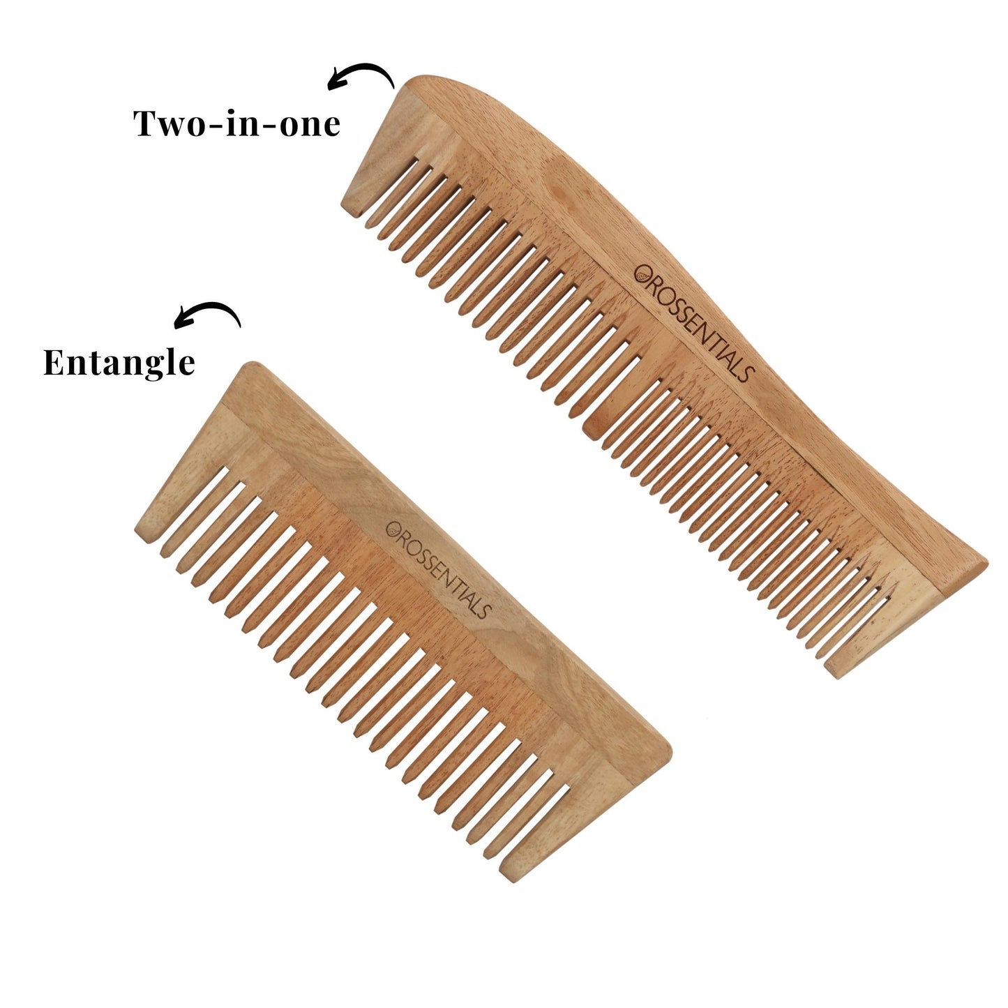 Wooden Comb set of 2- Entangle, Two in one