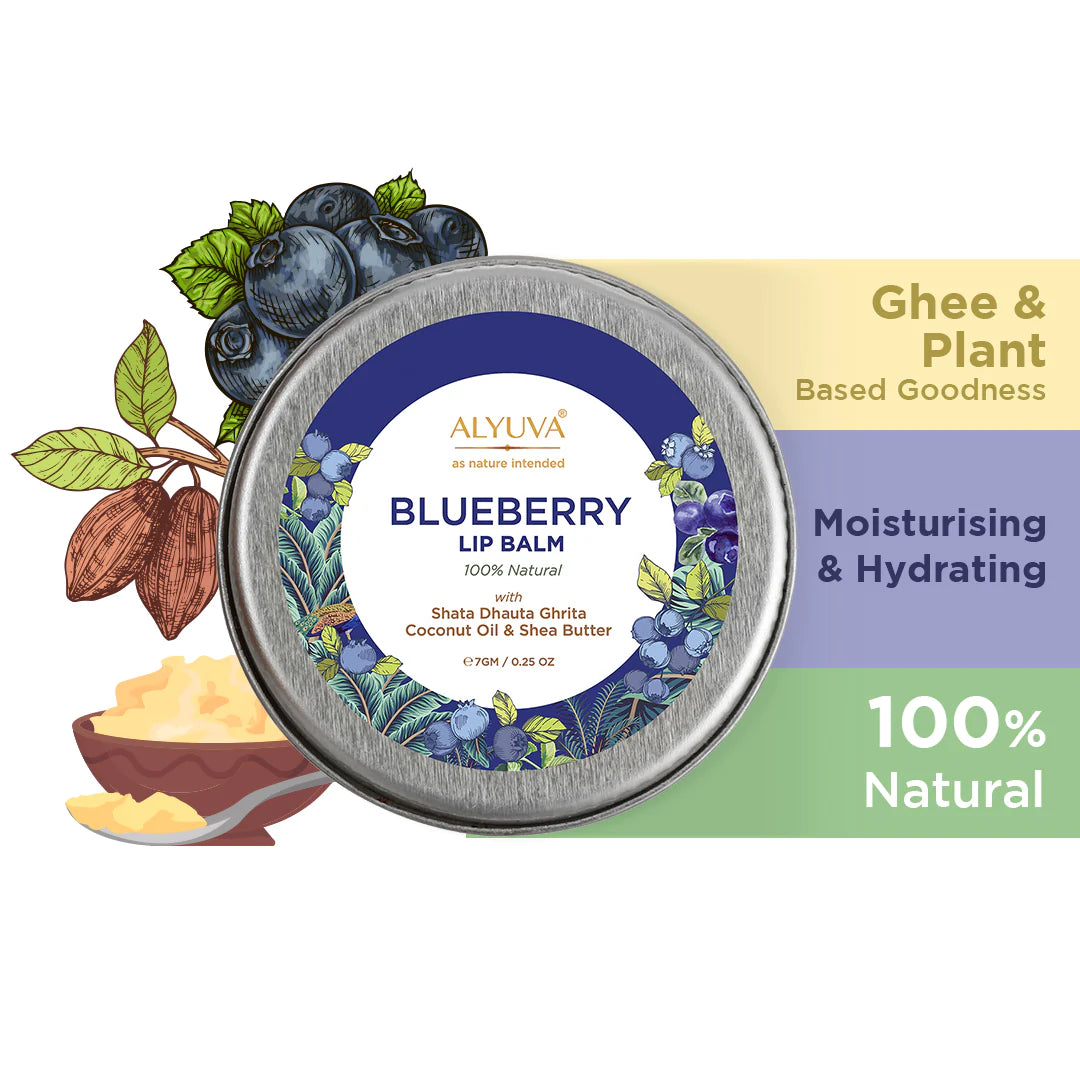 Blueberry lip balm, Natural & Herbal Ingredients, Ghee based, Unisex for all ages