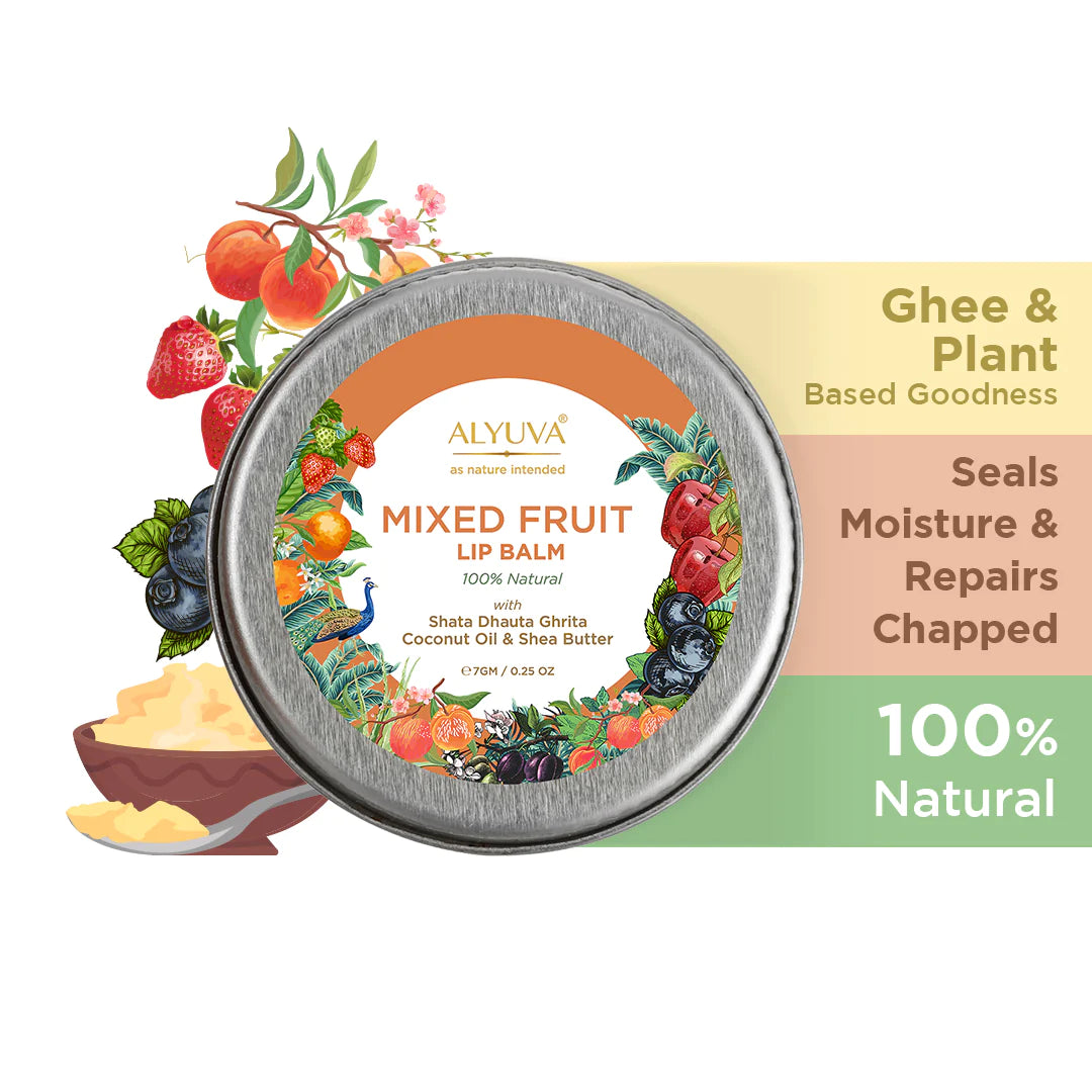 Mixed fruit lip balm, natural & herbal ingredients, ghee based, unisex for all ages