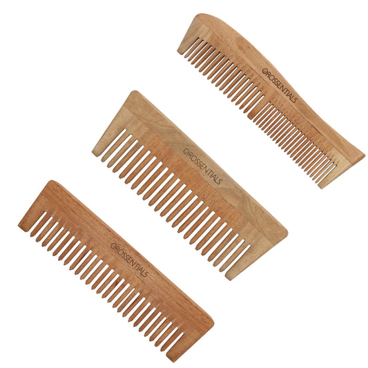 Wooden Comb set of 3- Wide, Entangle, Two in one