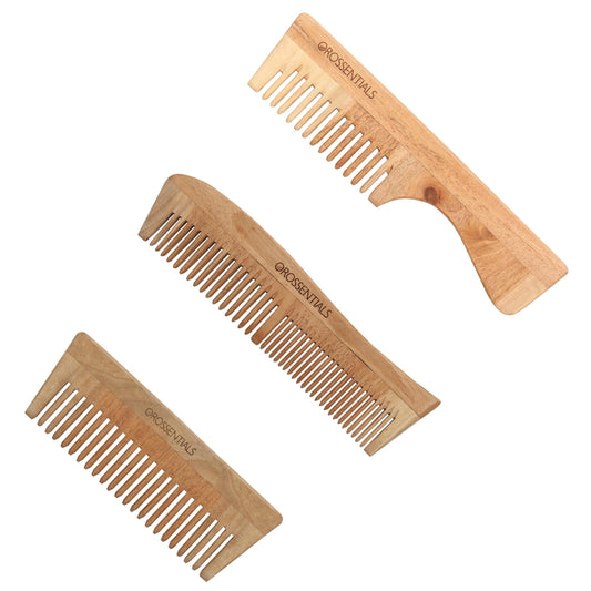Wooden Comb Set of 3- Handle, Two-in-one, Entangle